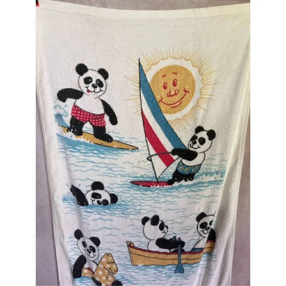 Vintage Beach Towel Pandas